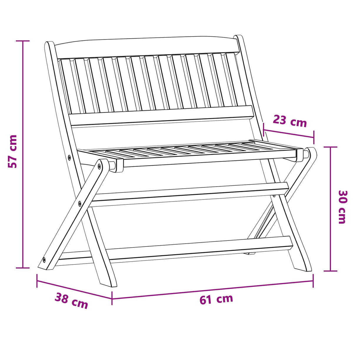 Banco Para Niños 1 -Seater 61 X 38 X 57 Cm Marrón Plegable