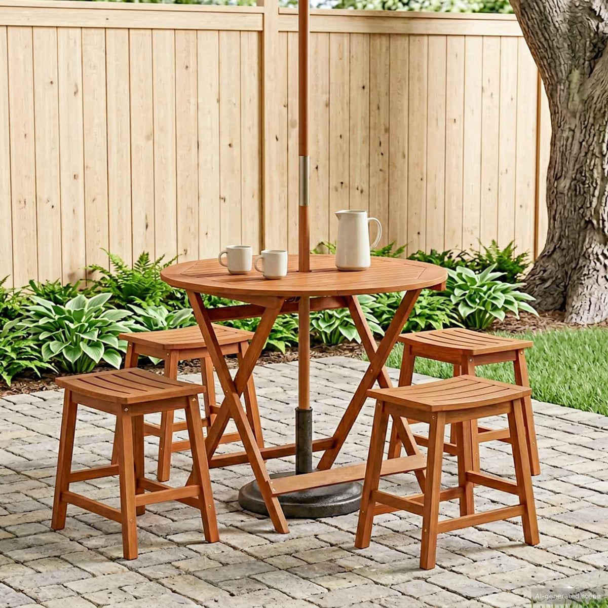 Mesa De Jardín Plegable Marrón