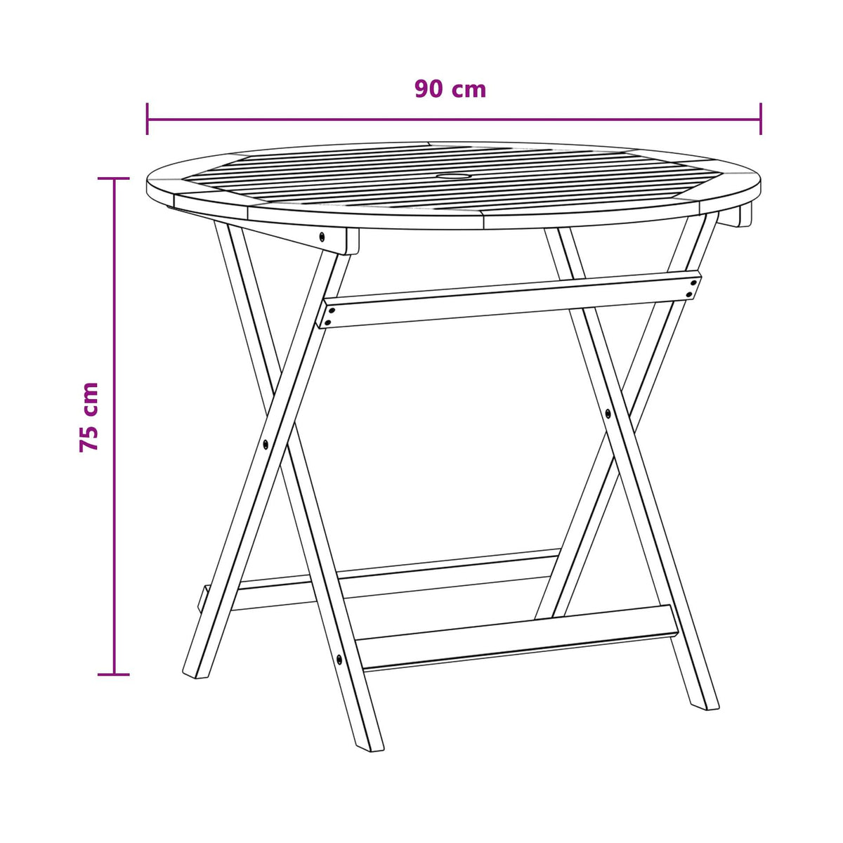 Mesa De Jardín Plegable Marrón