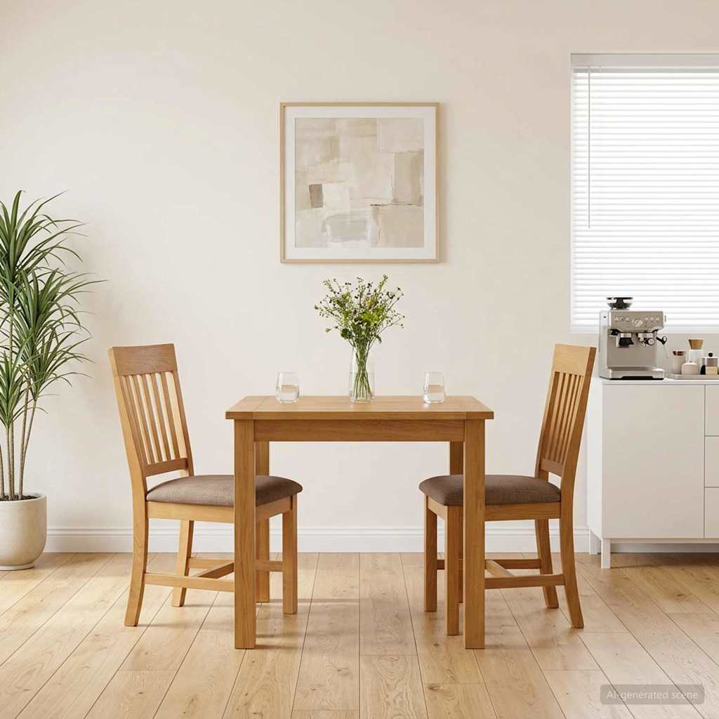 Silla De Comedor 2 Uds. Madera De Roble Sólido