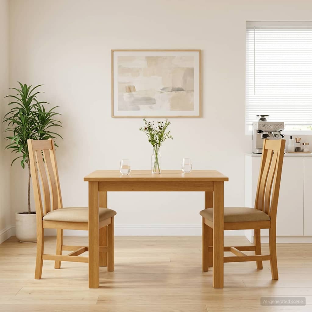Silla De Comedor 2 Uds. Madera De Roble Sólido