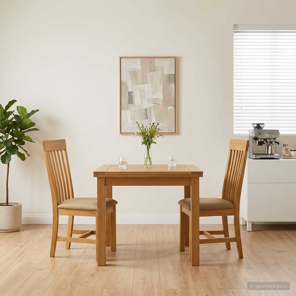 Silla De Comedor 2 Uds. Madera De Roble Sólido