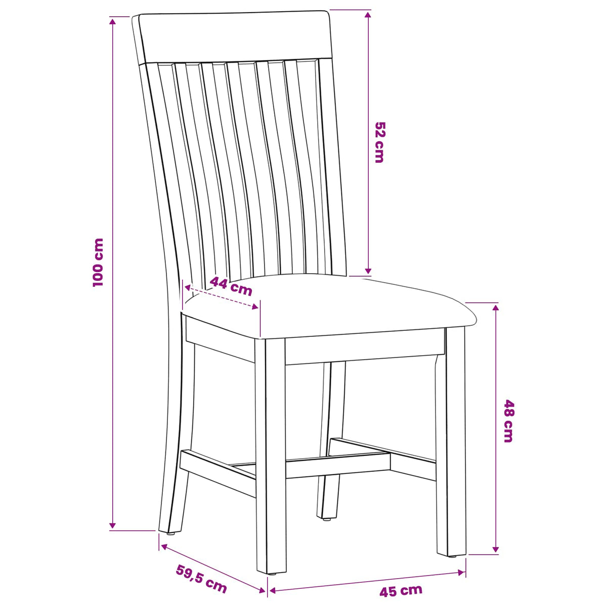 Silla De Comedor 2 Uds. Madera De Roble Sólido