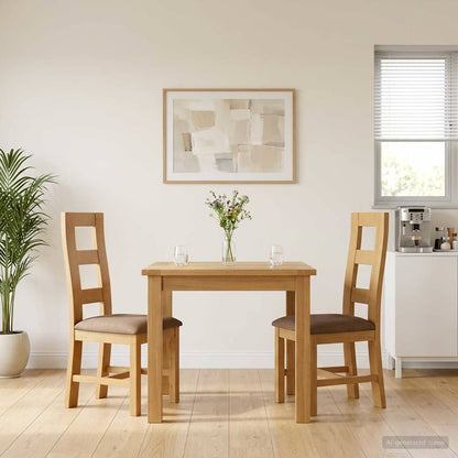 Silla De Comedor 2 Uds. Madera De Roble Sólido