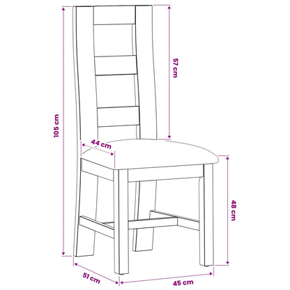 Silla De Comedor 2 Uds. Madera De Roble Sólido