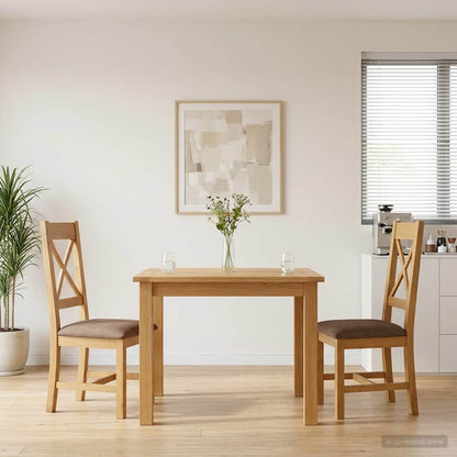 Silla De Comedor 2 Uds. Madera De Roble Sólido
