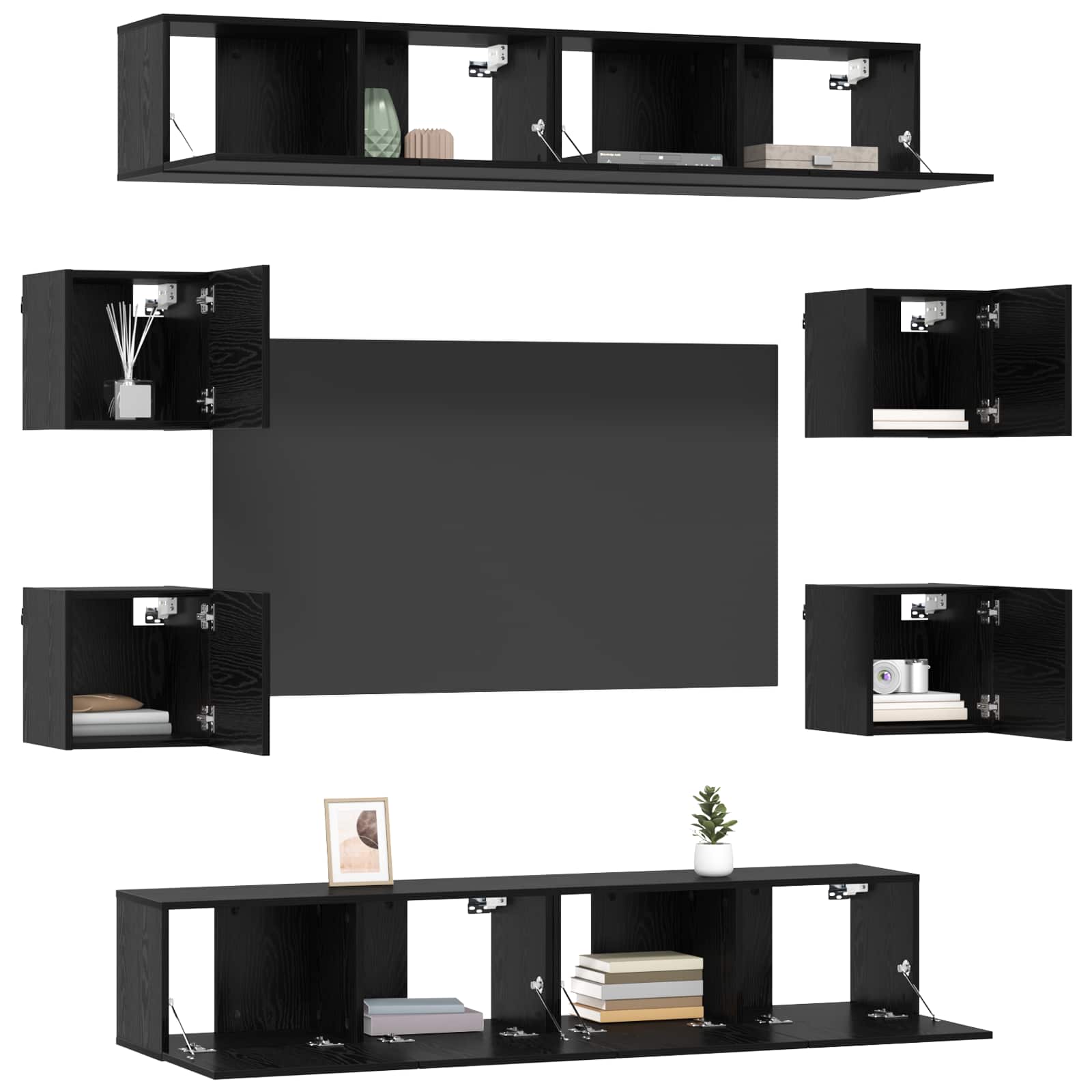 Conjunto De Mueble De Tv 8 Pcs 80 X 30 X 30 Cm