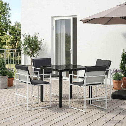 Conjunto De Comedor De Jardín 9 Pcs Negro 200 X 80 X 73 Cm