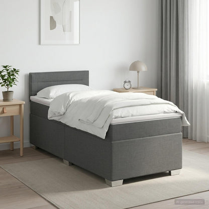 Cama Box Spring Con Colchón Tela