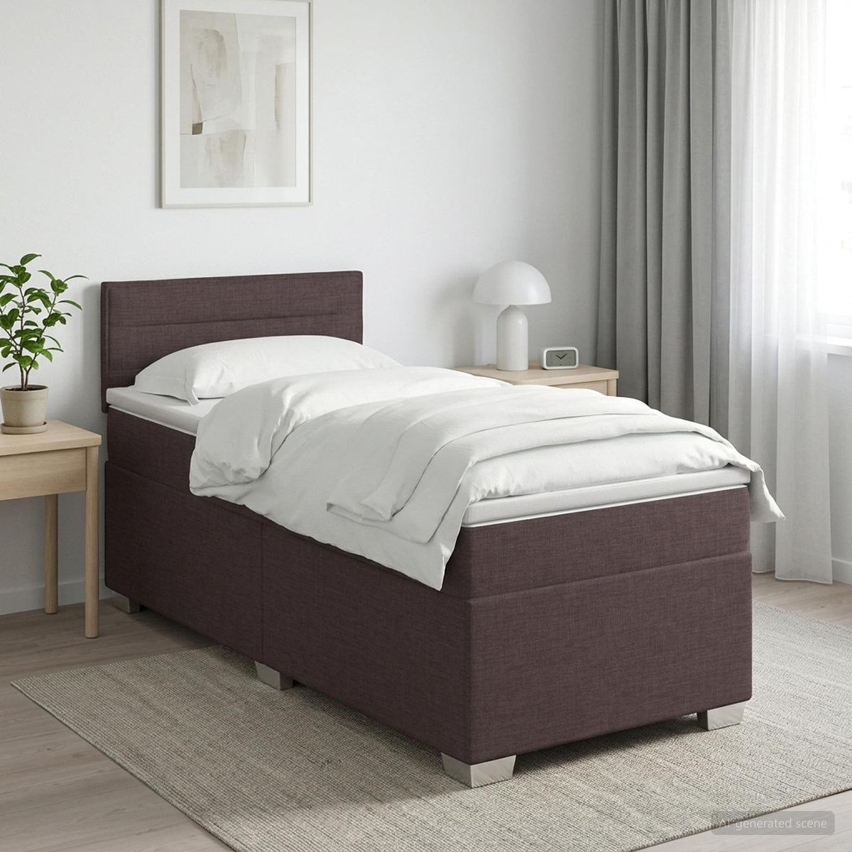 Cama Box Spring Con Colchón Tela