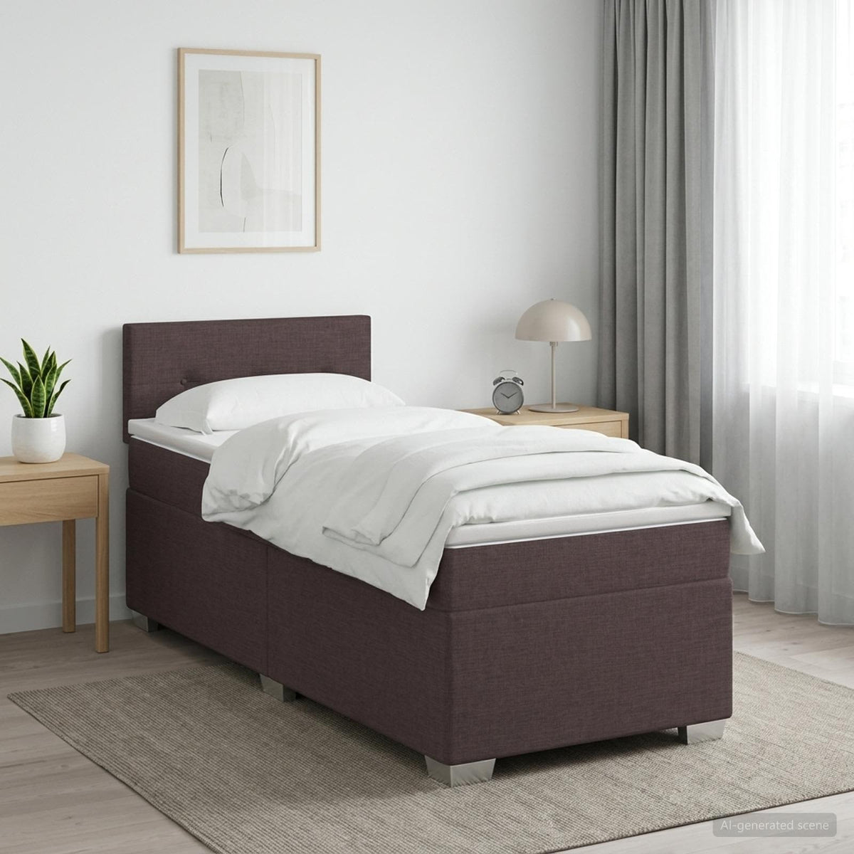 Cama Box Spring Con Colchón Tela