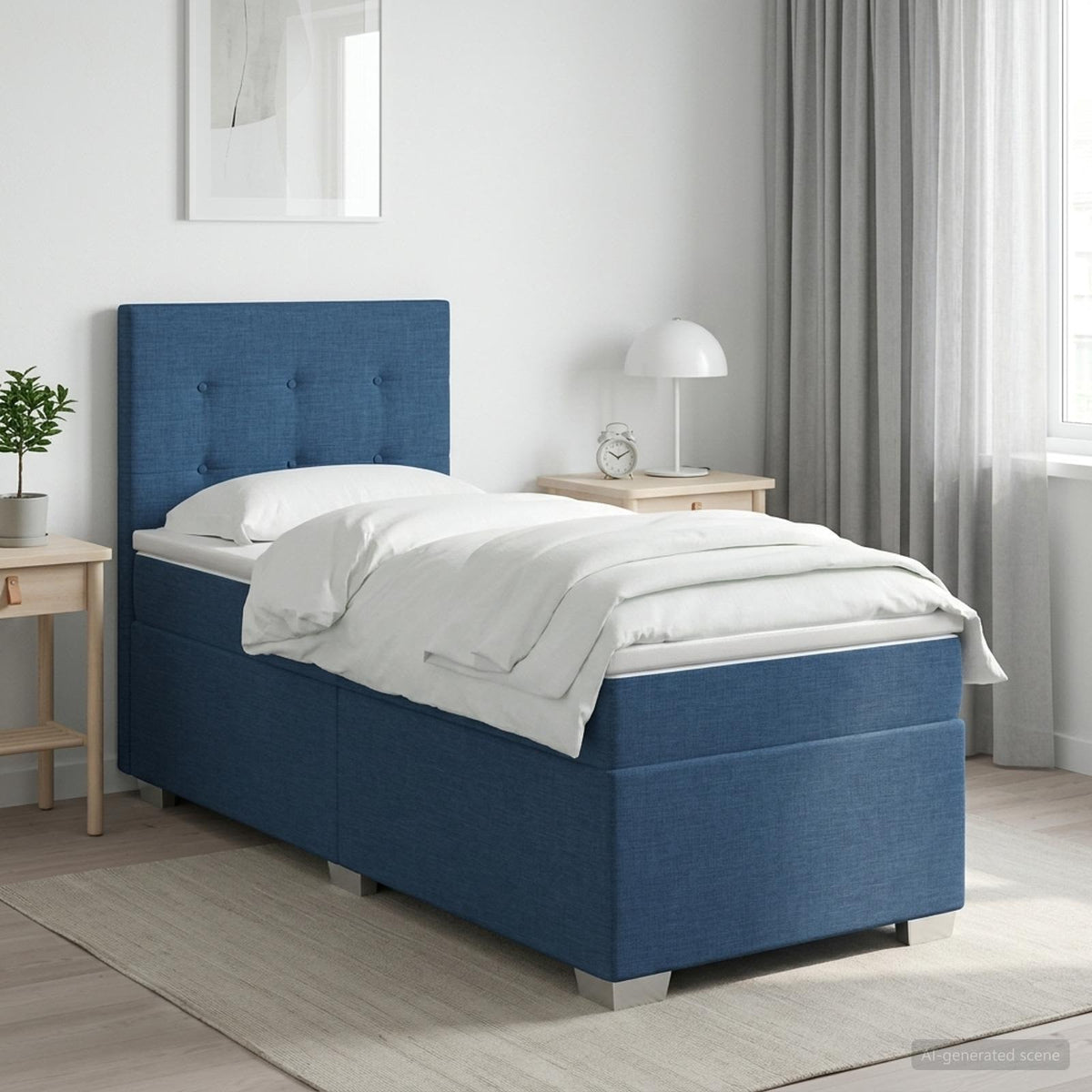 Cama Box Spring Con Colchón Tela