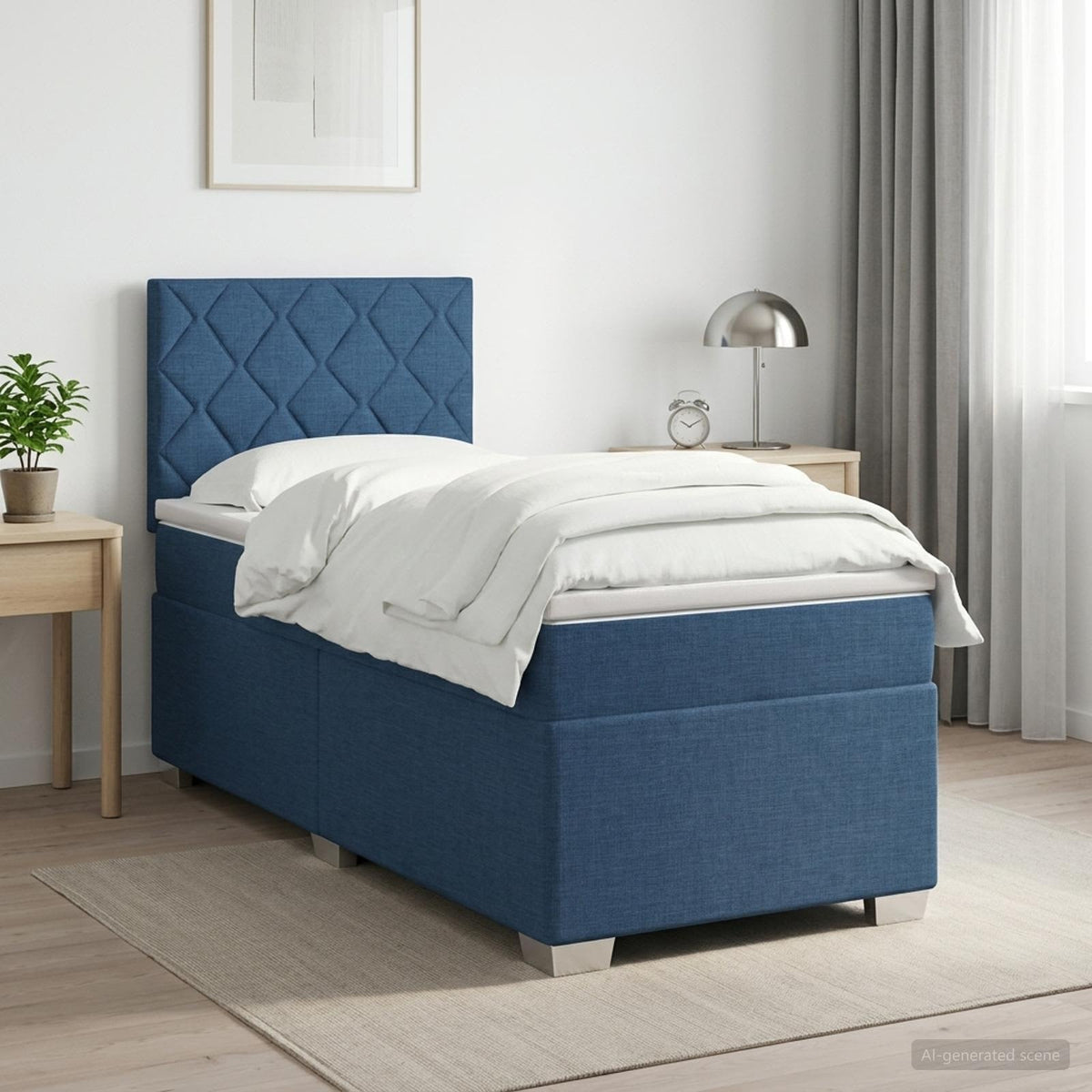 Cama Box Spring Con Colchón Tela