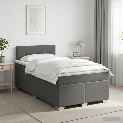 Cama Box Spring Con Colchón Tela