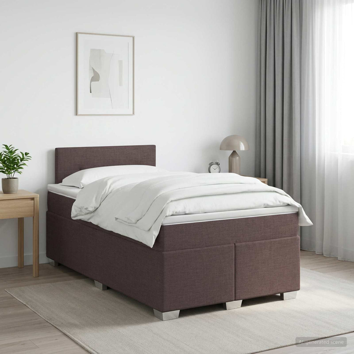 Cama Box Spring Con Colchón Tela
