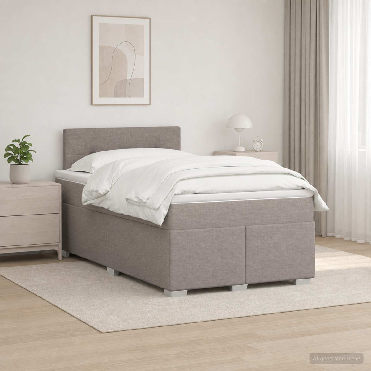 Cama Box Spring Con Colchón Tela