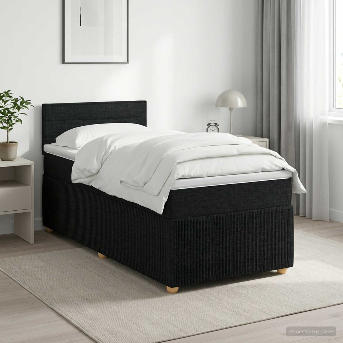 Cama Box Spring Con Colchón Tela