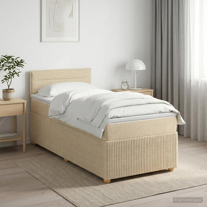 Cama Box Spring Con Colchón Tela