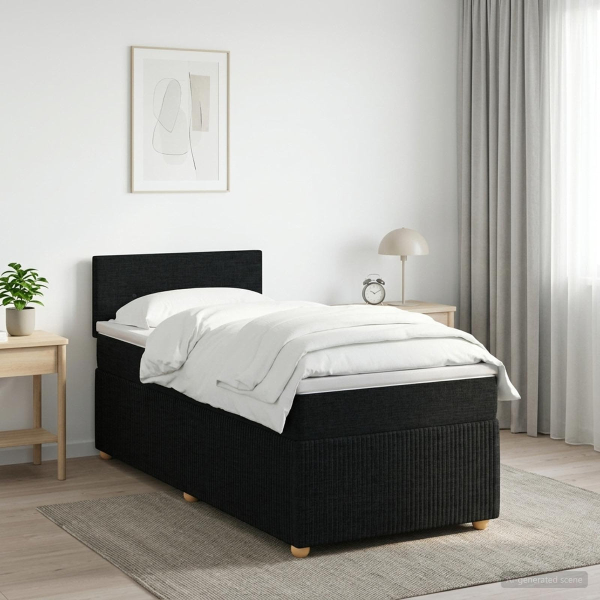 Cama Box Spring Con Colchón Tela