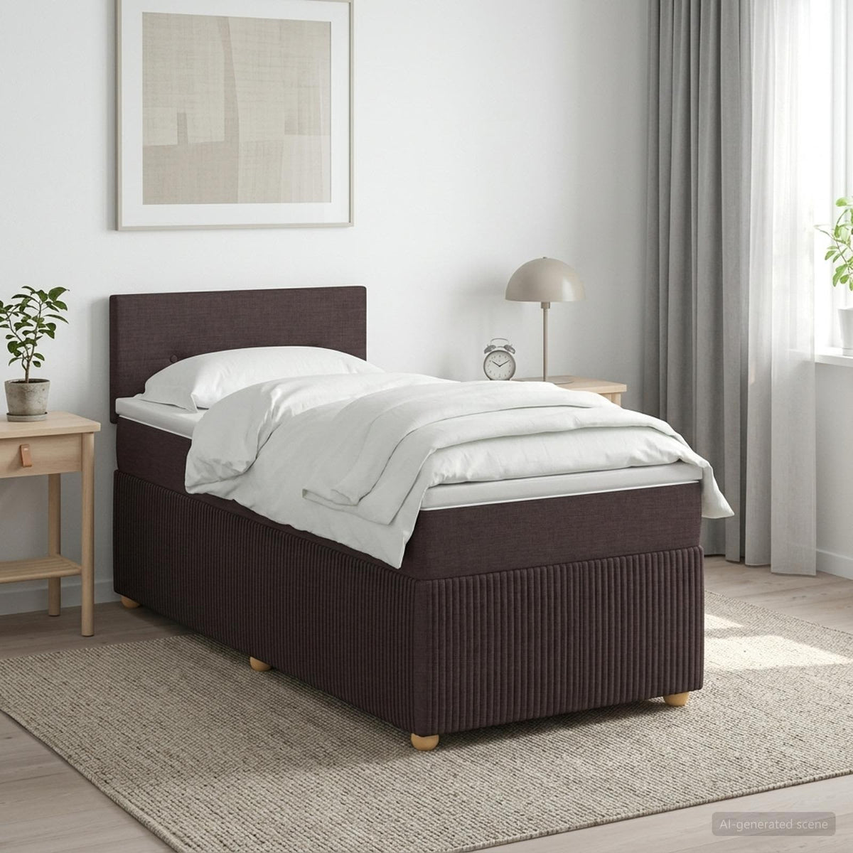 Cama Box Spring Con Colchón Tela
