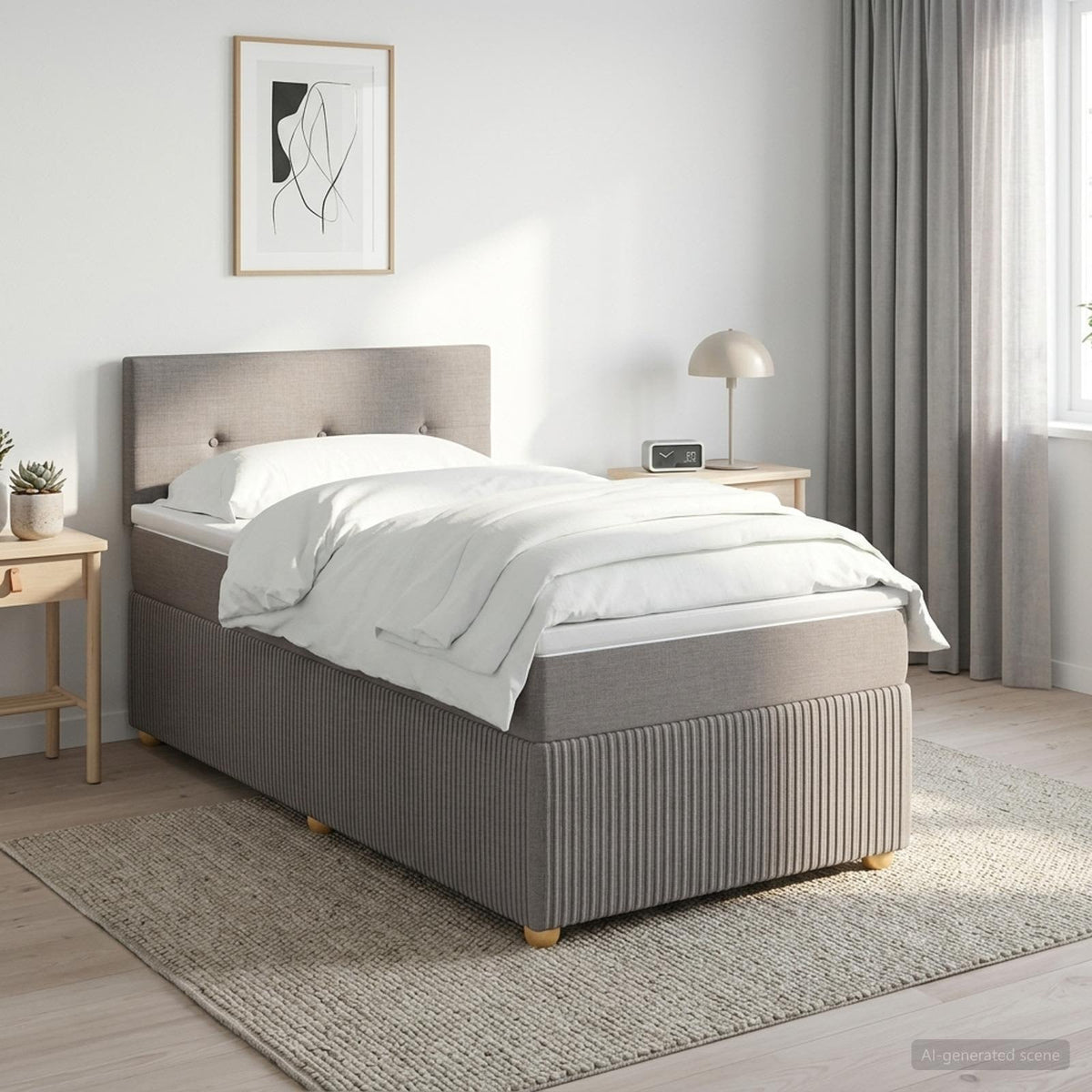 Cama Box Spring Con Colchón Tela