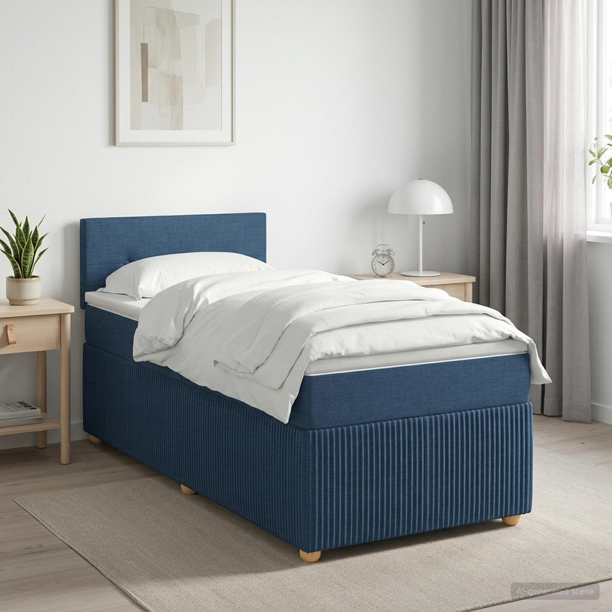 Cama Box Spring Con Colchón Tela