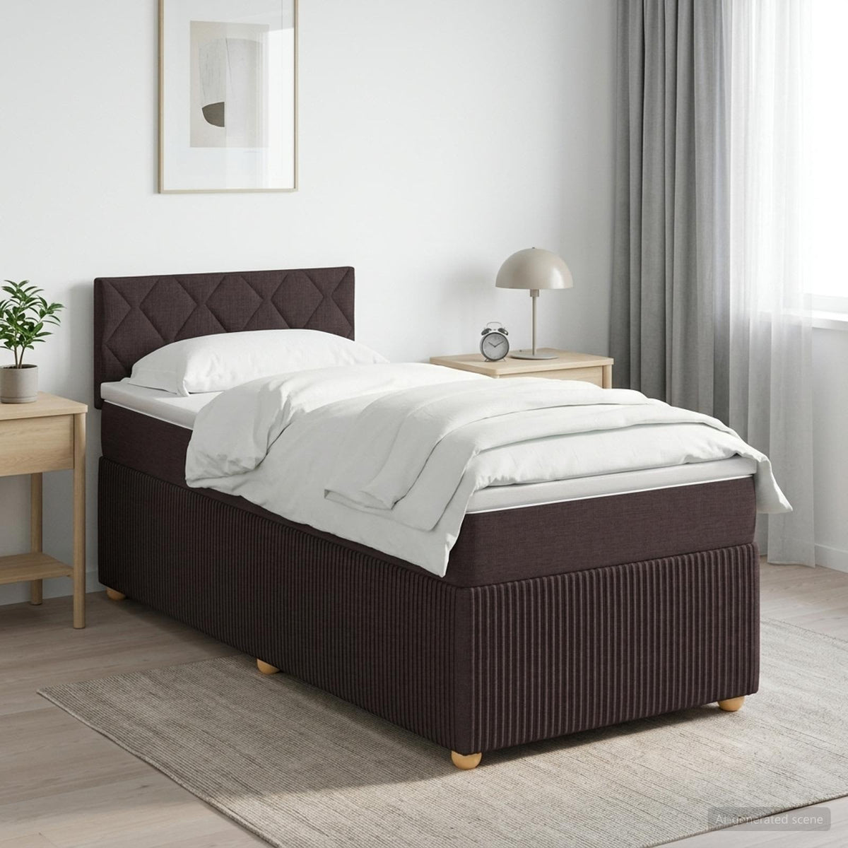 Cama Box Spring Con Colchón Tela