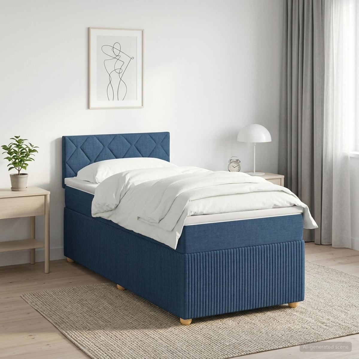 Cama Box Spring Con Colchón Tela