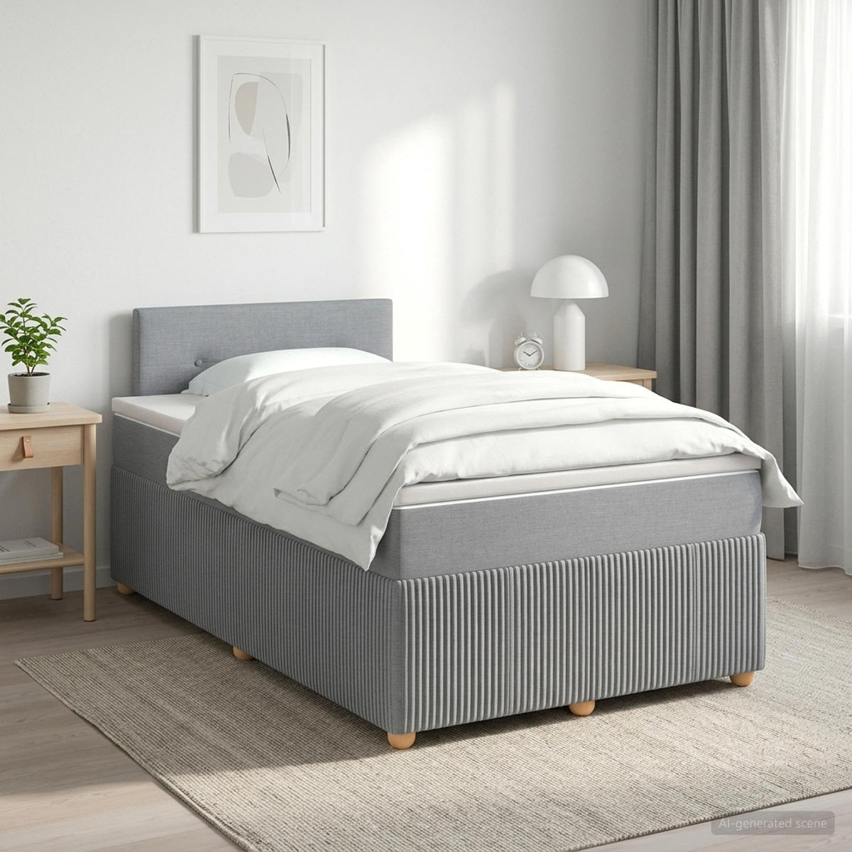 Cama Box Spring Con Colchón Tela