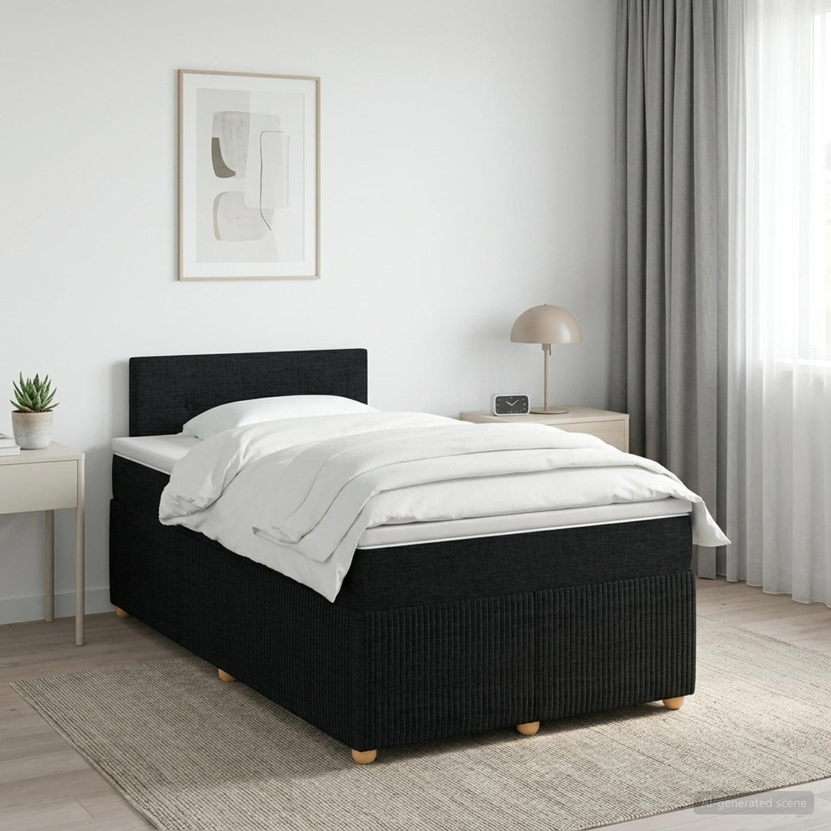 Cama Box Spring Con Colchón Tela