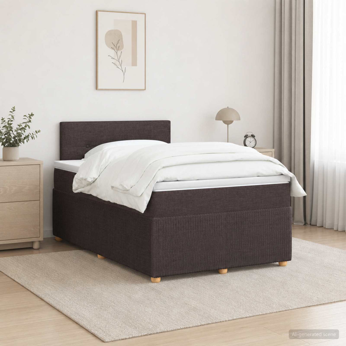 Cama Box Spring Con Colchón Tela