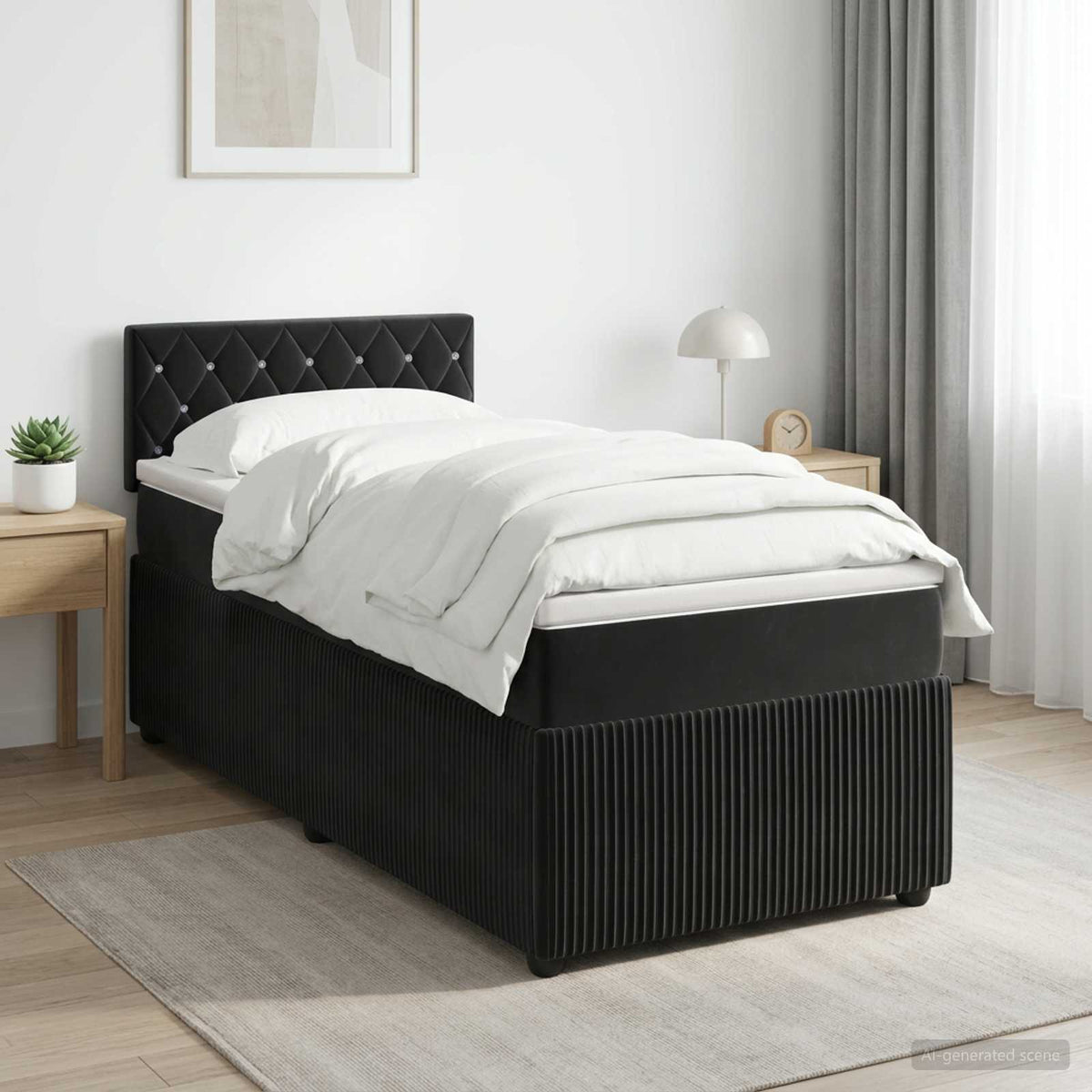 Cama Box Spring Con Colchón Terciopelo