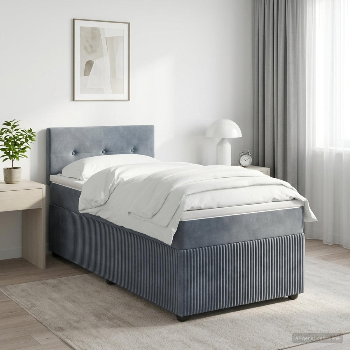 Cama Box Spring Con Colchón Terciopelo