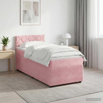 Cama Box Spring Con Colchón Terciopelo