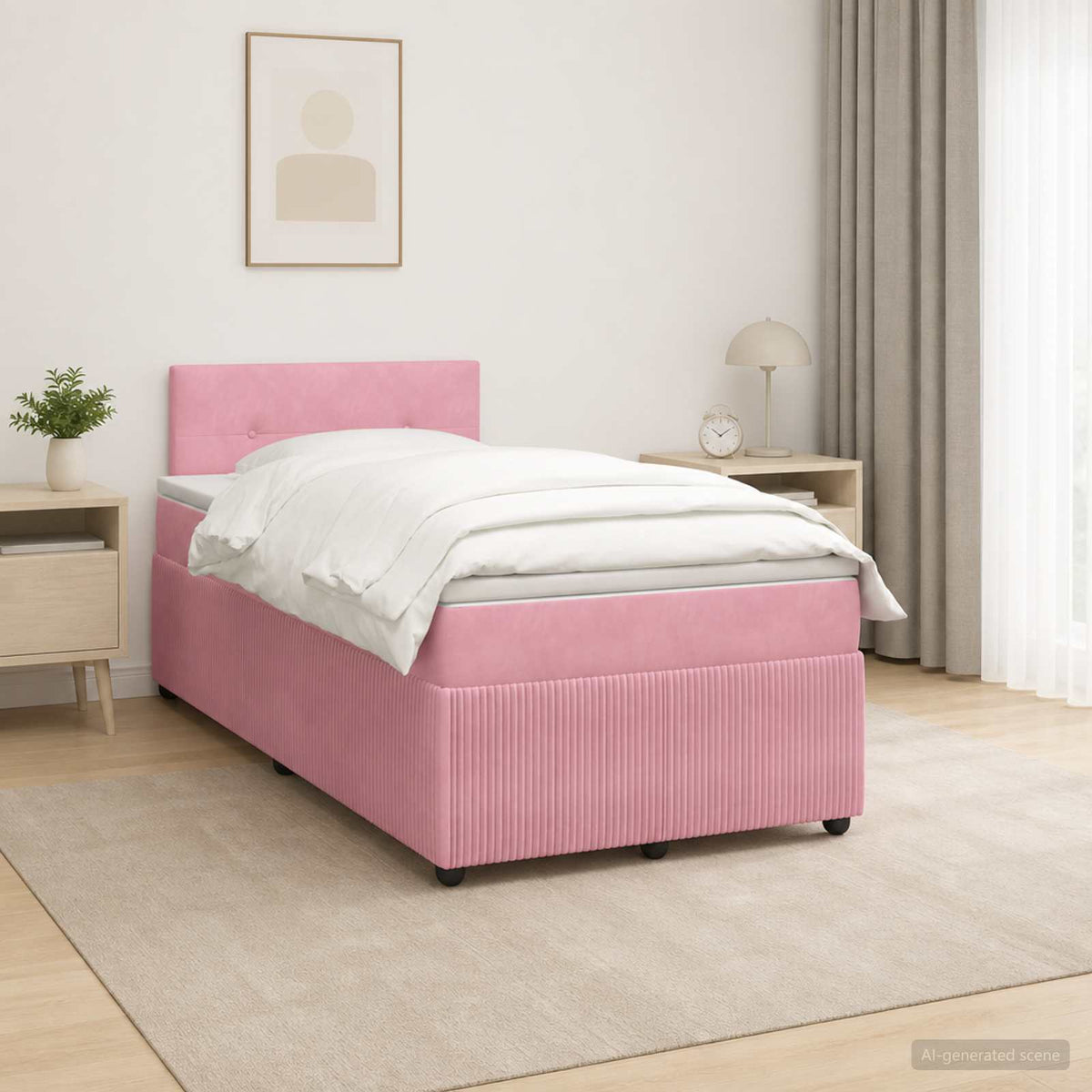 Cama Box Spring Con Colchón Terciopelo