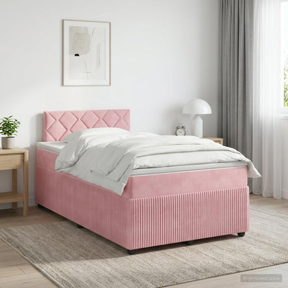 Cama Box Spring Con Colchón Terciopelo