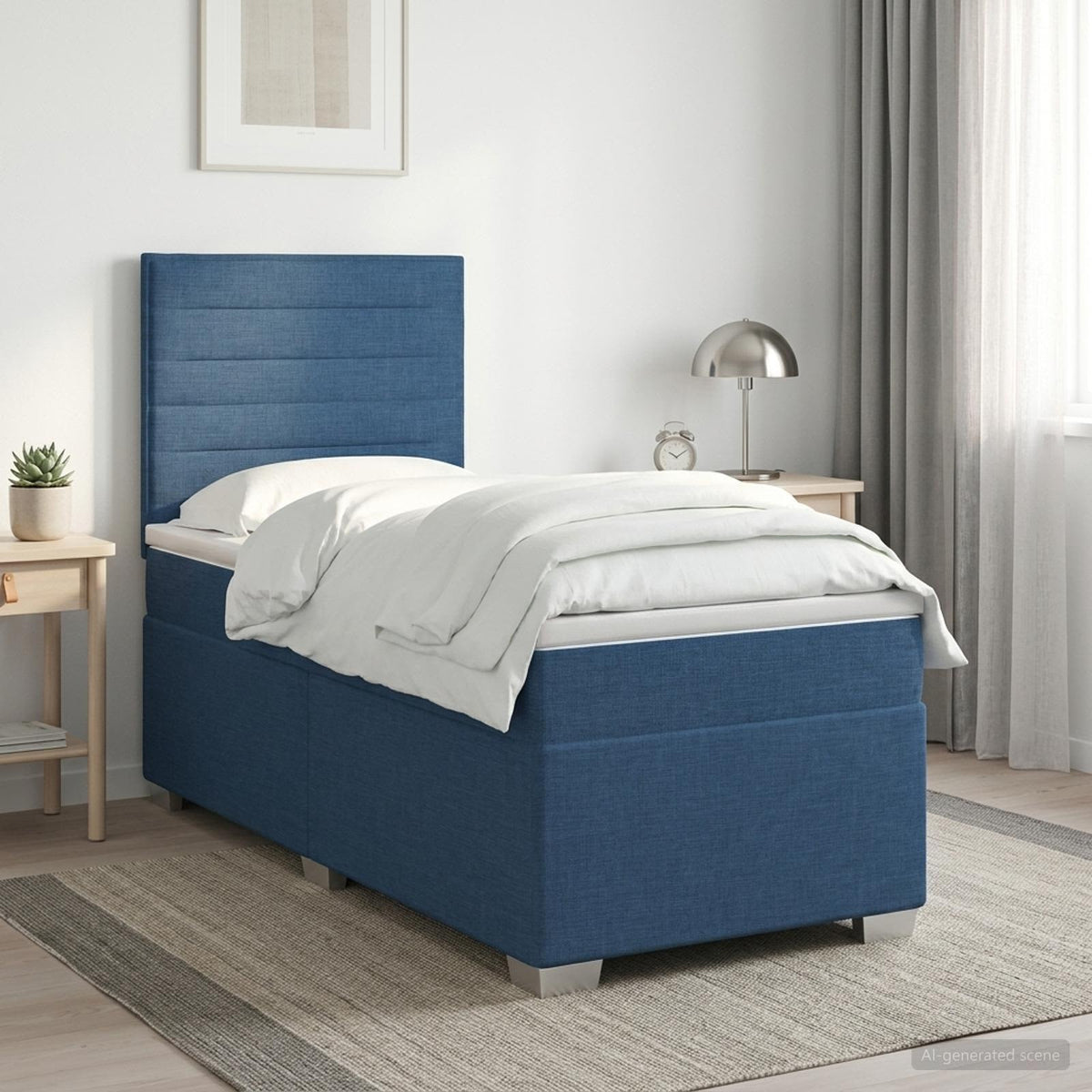 Cama Box Spring Con Colchón Tela