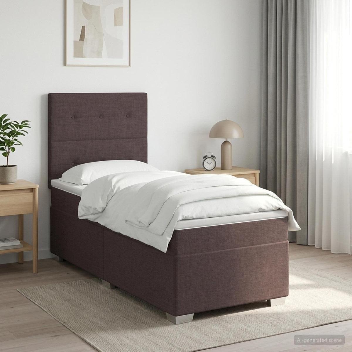 Cama Box Spring Con Colchón Tela