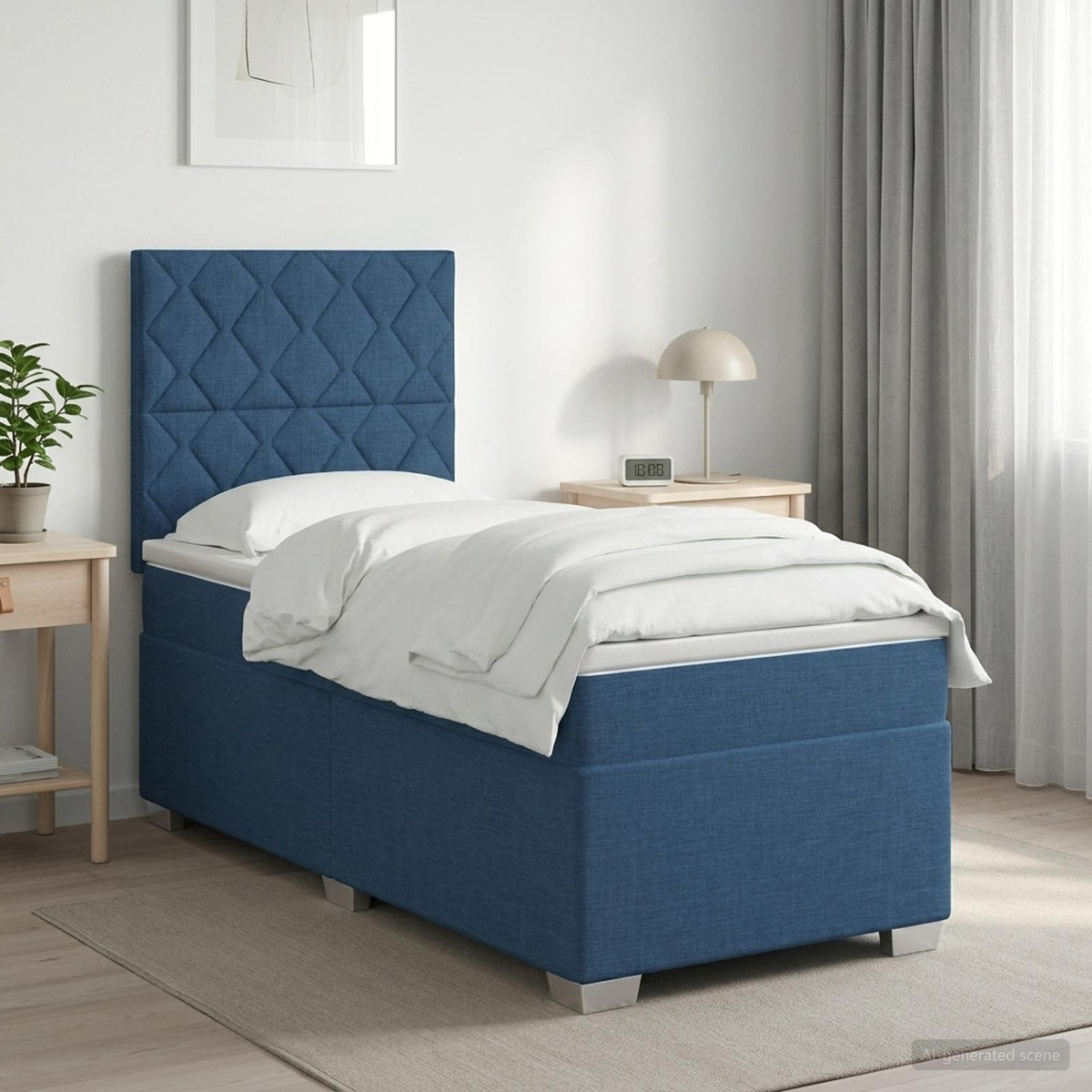 Cama Box Spring Con Colchón Tela