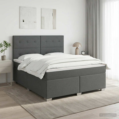 Cama Box Spring Con Colchón Tela