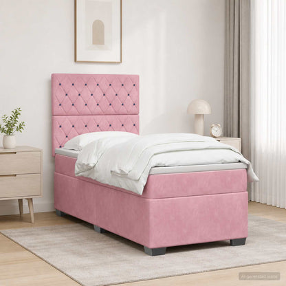 Cama Box Spring Con Colchón Terciopelo