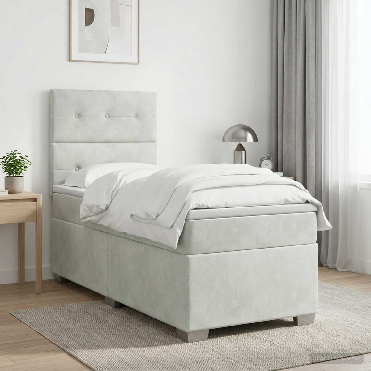 Cama Box Spring Con Colchón Terciopelo