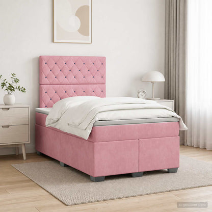 Cama Box Spring Con Colchón Terciopelo