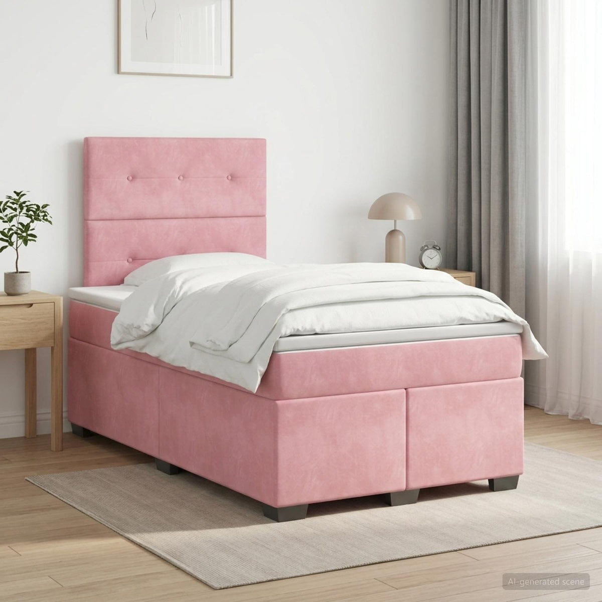 Cama Box Spring Con Colchón Terciopelo