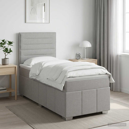 Cama Box Spring Con Colchón Tela Gris Taupe