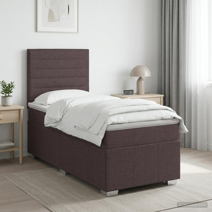 Cama Box Spring Con Colchón Tela Gris Taupe