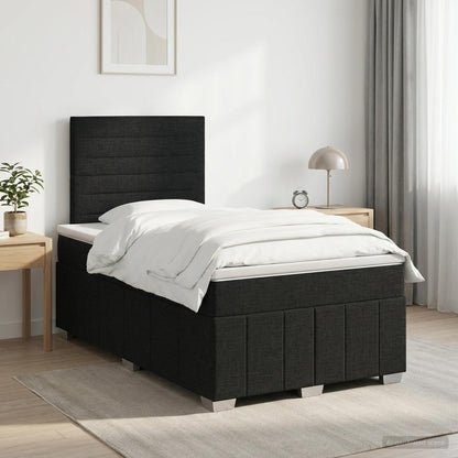 Cama Box Spring Con Colchón Tela Gris Taupe