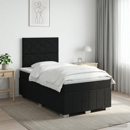 Cama Box Spring Con Colchón Tela Gris Taupe