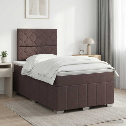 Cama Box Spring Con Colchón Tela Gris Taupe