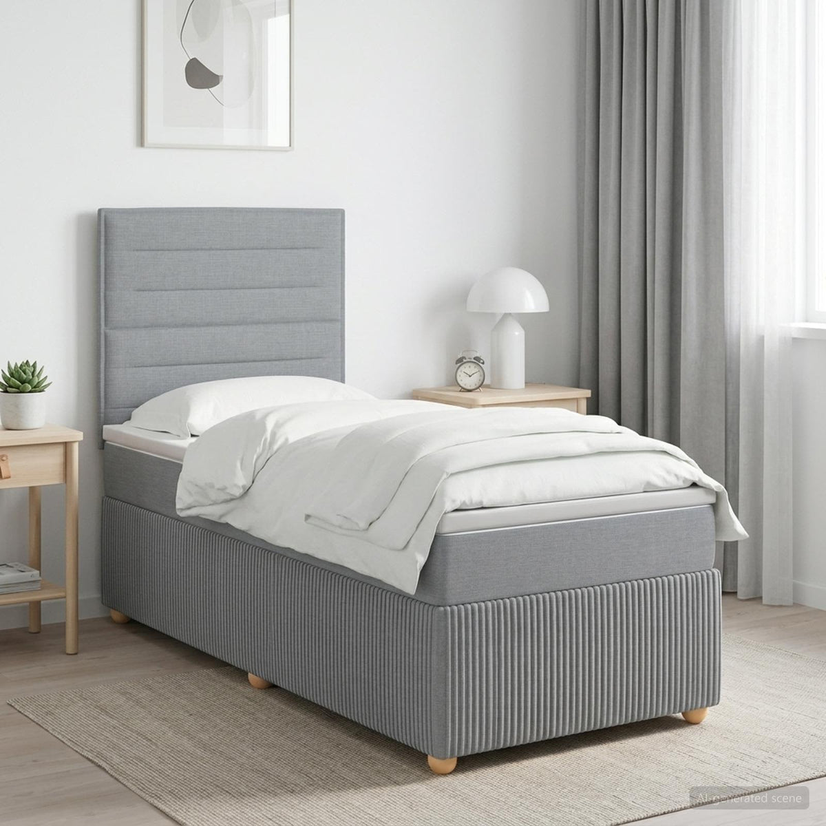 Cama Box Spring Con Colchón Tela